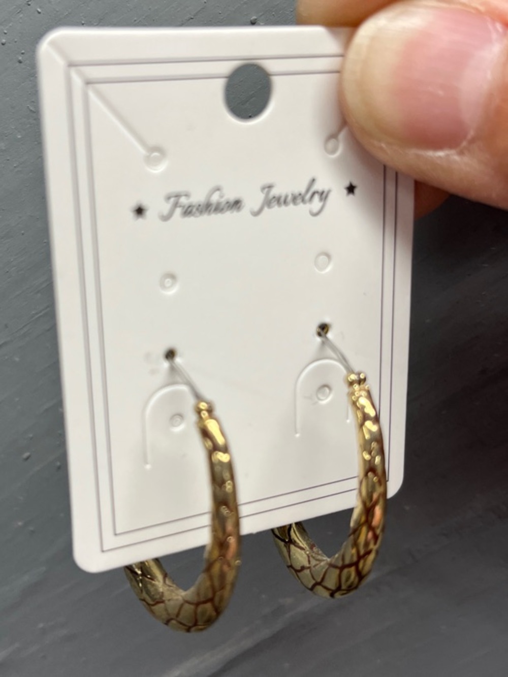 Gold Textured Hoop Earrings - Fashion Jewelry